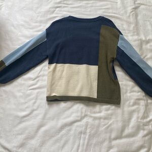 Philosophy Women's Colorblock Sweater in Blue, Olive, and Cream